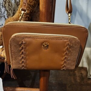 Mark & Hall Brown‎ Braided Suede Crossbody Bag Women Adjustable Strap